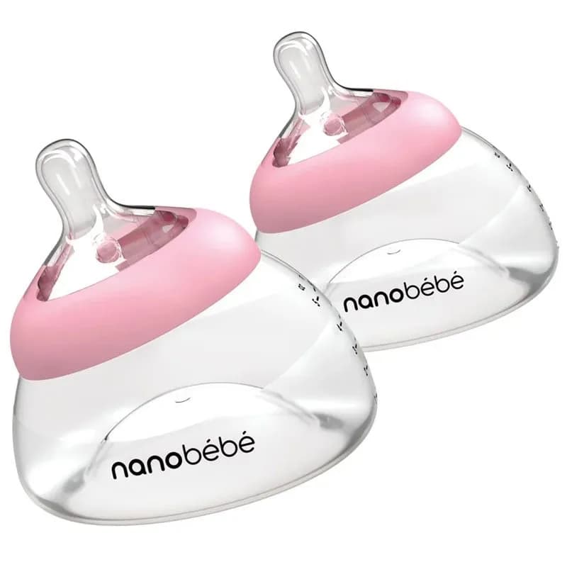 Nanobebe bröstmjölksflaska Anti-kolik 150 ml 2-pack, rosa
