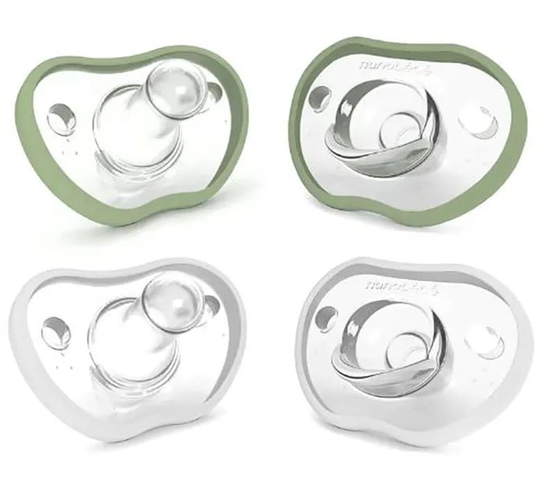 Nanobebe Flexy Napp Silikon 0-3 mån 4-pack, vit/ljusgrön