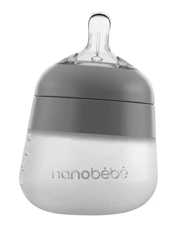 Nanobebe Flexy silikonflaska Anti-kolik 150 ml, grå