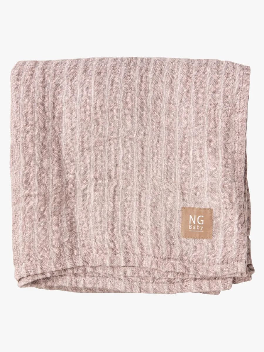 NG Baby linnefilt 100 x 100 cm, dusty pink/ivory rand