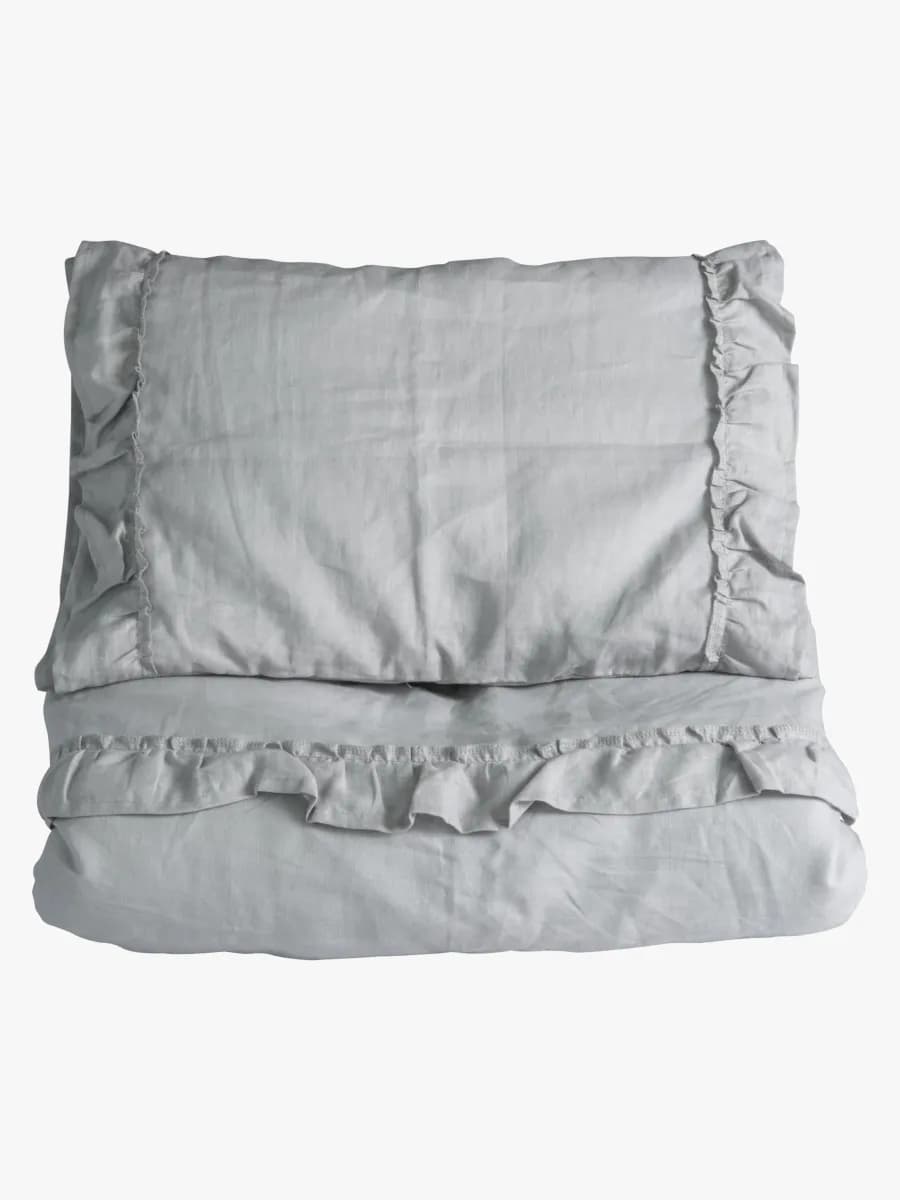 NG Baby Påslakanset 130x100 Mood Ruffles, Light Grey