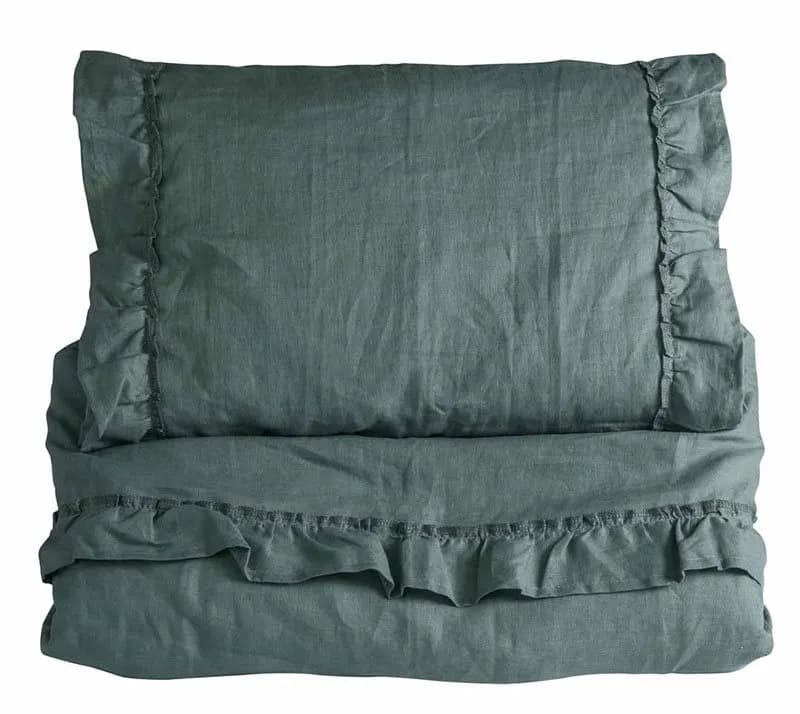 NG Baby påslakanset MOOD volang, petrol green spjälsäng