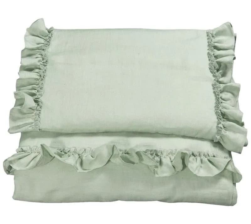 NG Baby påslakanset MOOD volang, sage green spjälsäng