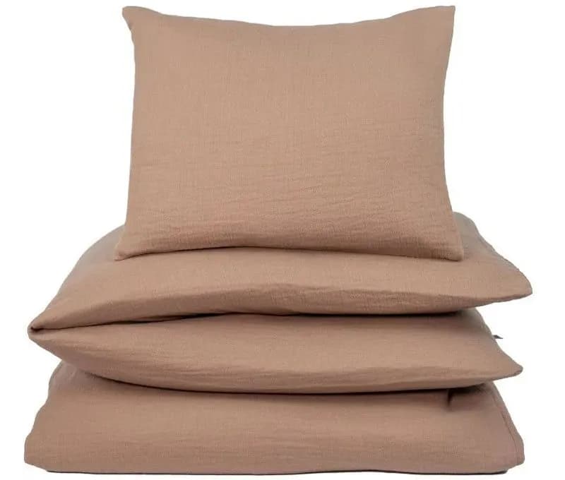 NG Baby påslakanset muslin brown, junior/vuxen