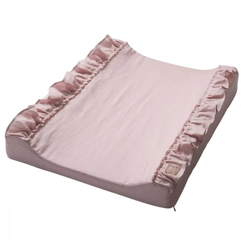 NG Baby skötbädd linne med volang, rose