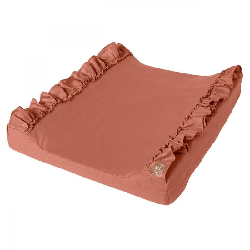 NG Baby skötbädd linne med volang, terracotta