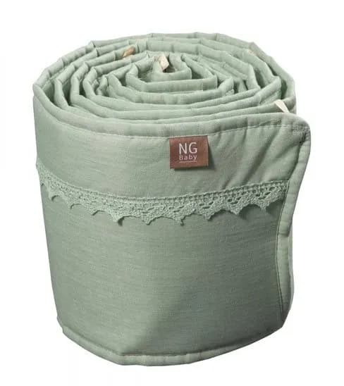 NG Baby spjälskydd spjälsäng, MOOD med spets sage green