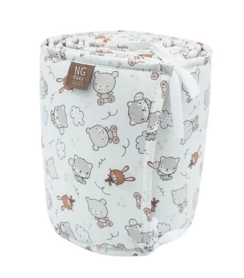 NG Baby spjälskydd spjälsäng, Teddy & Friends offwhite
