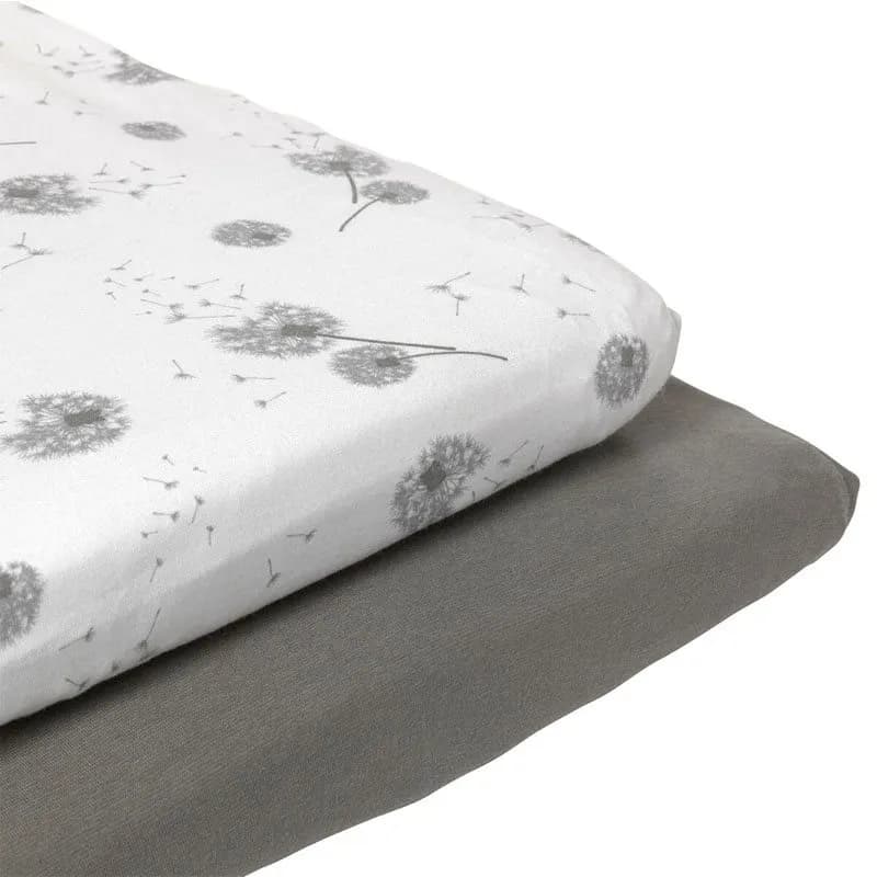 NG Baby underlakan jersey vagn/vagga 2-pack, grå/dandelion