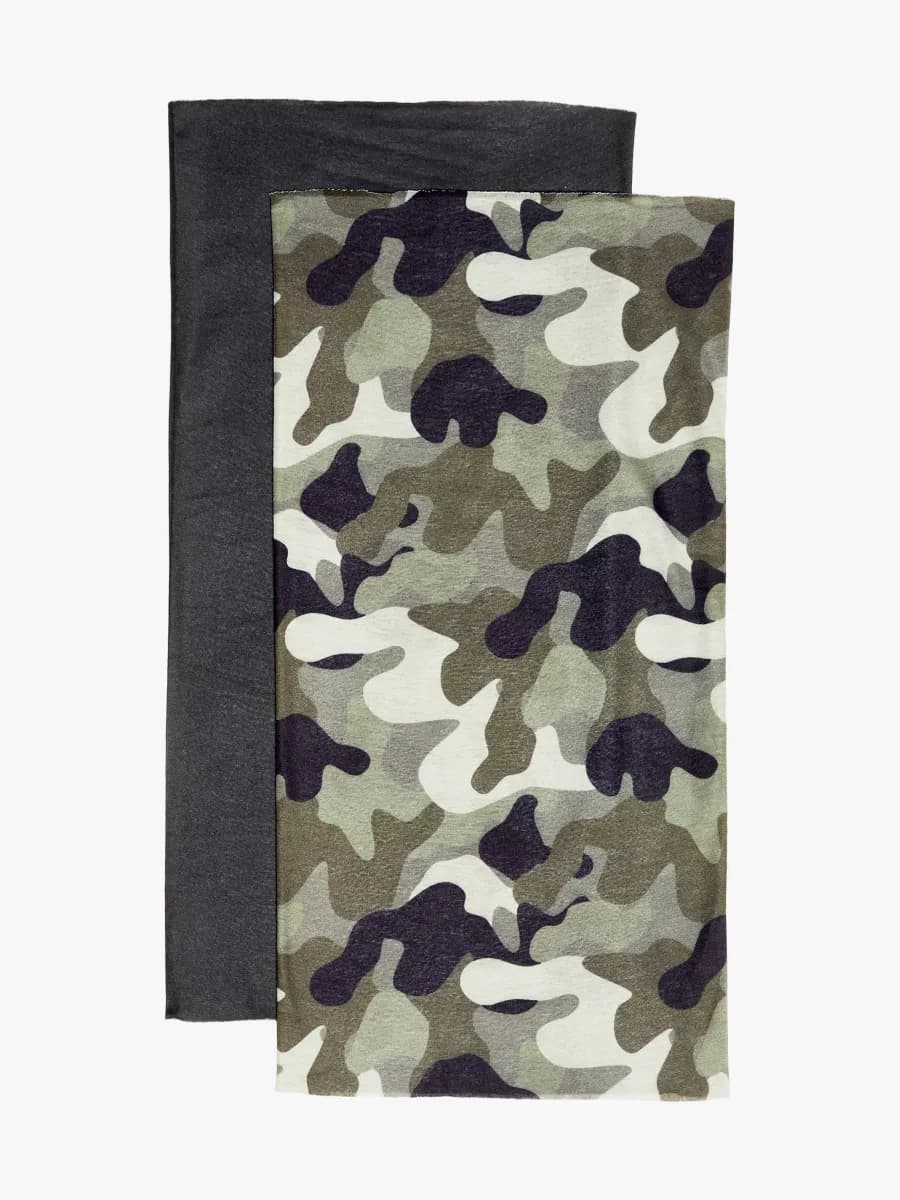 Nordbjørn Bjørli Halskrage 2-Pack, Black/Camo Splash Deep Lichen Green