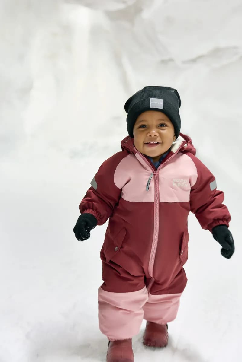 Nordbjørn Fernie Babyoverall, Silver Pink/Oxblood Red, 92