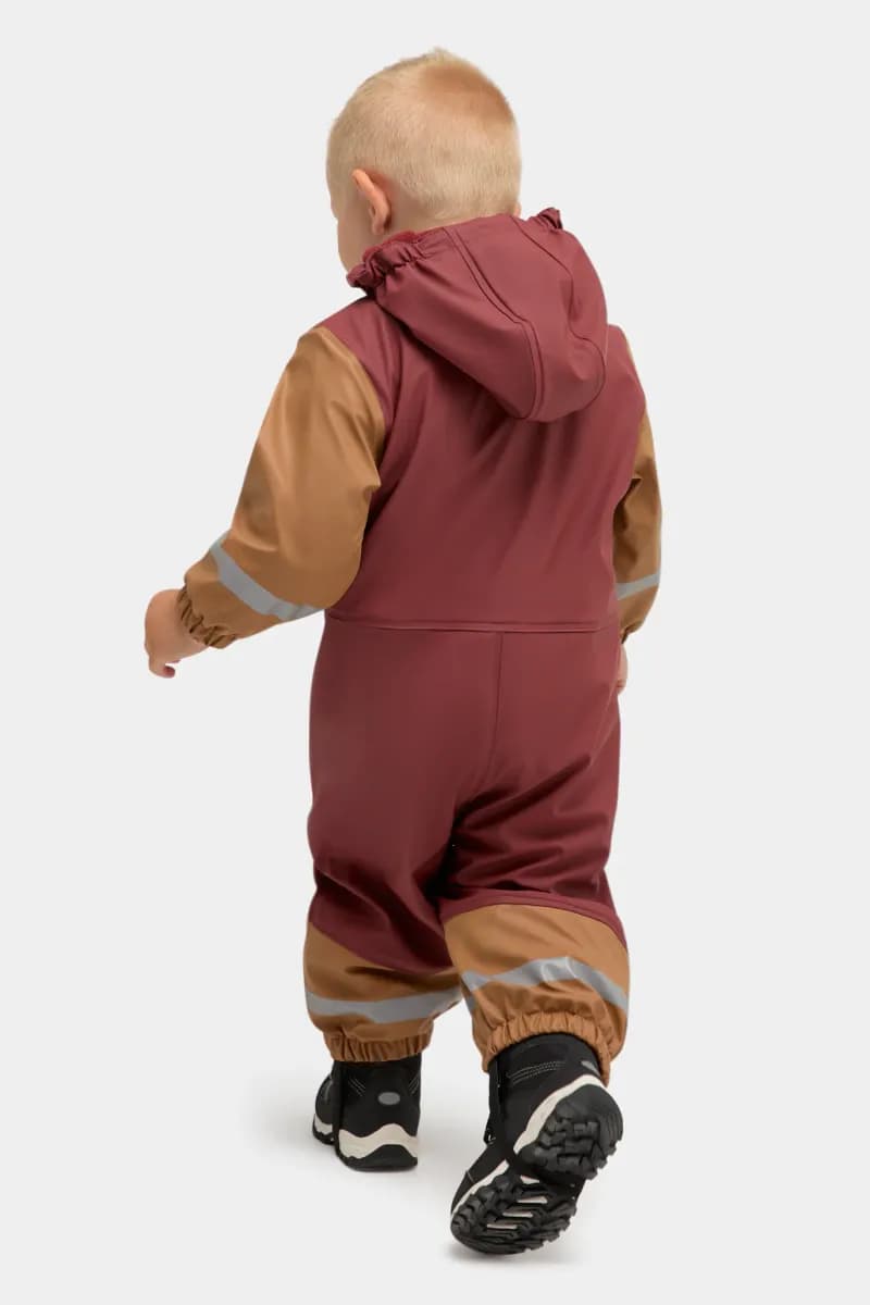Nordbjörn Sju Strömmar Fodrad Regnoverall, Röd/Camel, 98