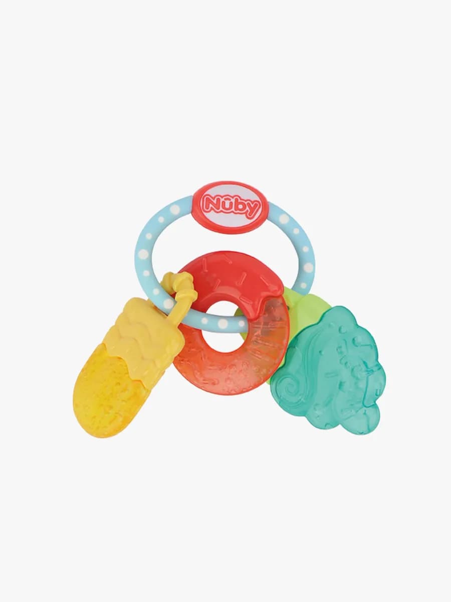 Nuby Icy Bite Sweets Bitring, Yellow/Turqoise/Red