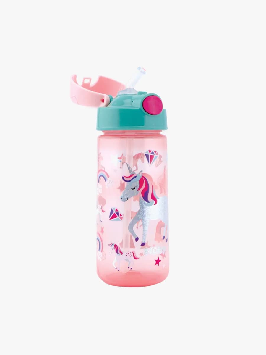 Nuby Soft Straw Push Vattenflaska Enhörning 540 ml, Rosa