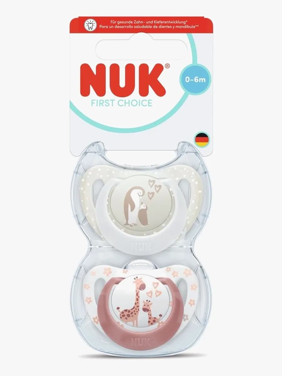 NUK First Choice Classic Napp 2-Pack Stl 1, Penguin/Giraffe