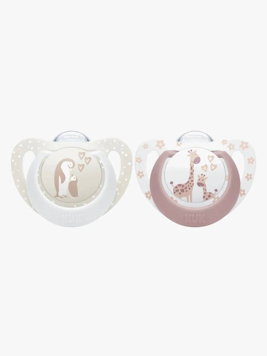 NUK First Choice Classic Napp 2-Pack Stl 1, Penguin/Giraffe
