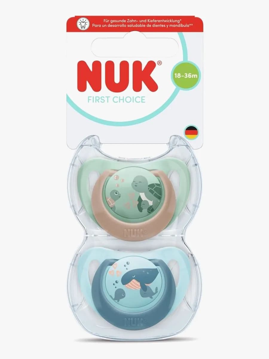 NUK First Choice Classic Napp 2-Pack Stl 3, Turtle/Whale