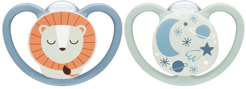 NUK napp Pacifier Space Night & Day 2-pack 0-6 mån, lejon