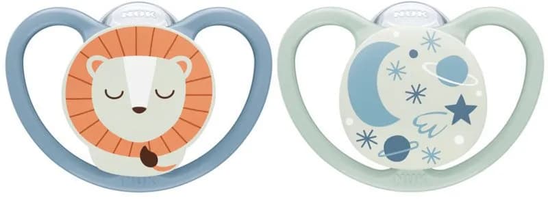 NUK napp Pacifier Space Night & Day 2-pack 6-18 mån, lejon