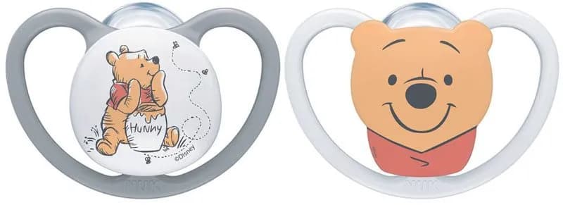 NUK napp Pacifier Space Silicon 2-pack 6-18 mån, Nalle Puh