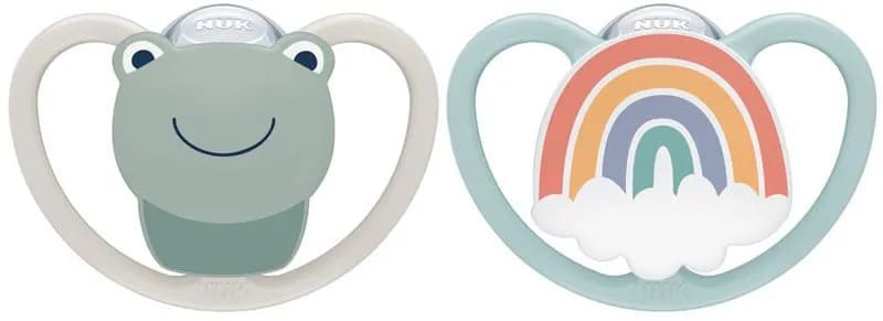NUK napp Pacifier Space silikon 2-pack 0-6 mån, groda