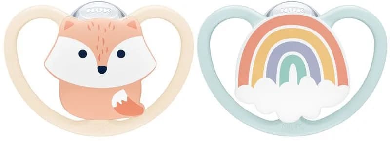 NUK napp Pacifier Space silikon 2-pack 0-6 mån, räv