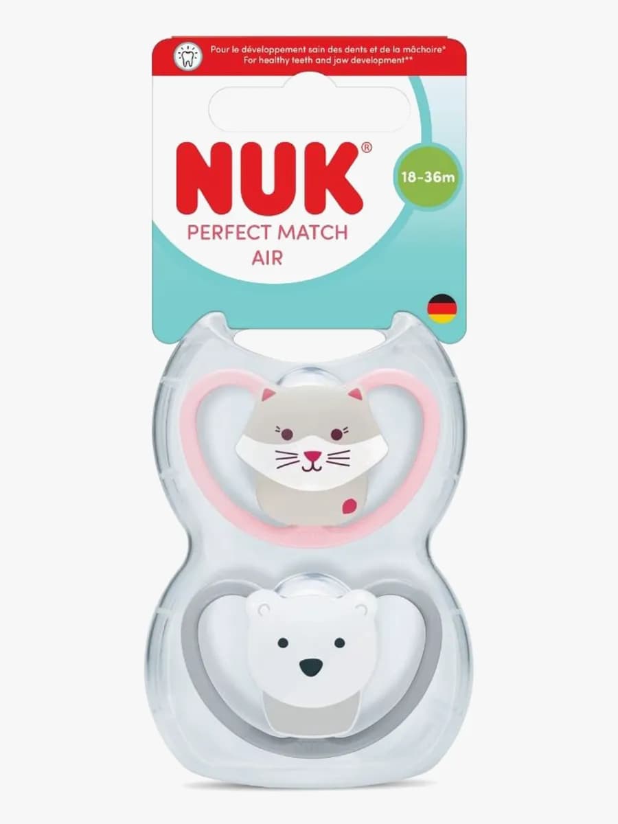 NUK Perfect Match Air Napp 2-Pack Stl 3, Cat/Polarbear