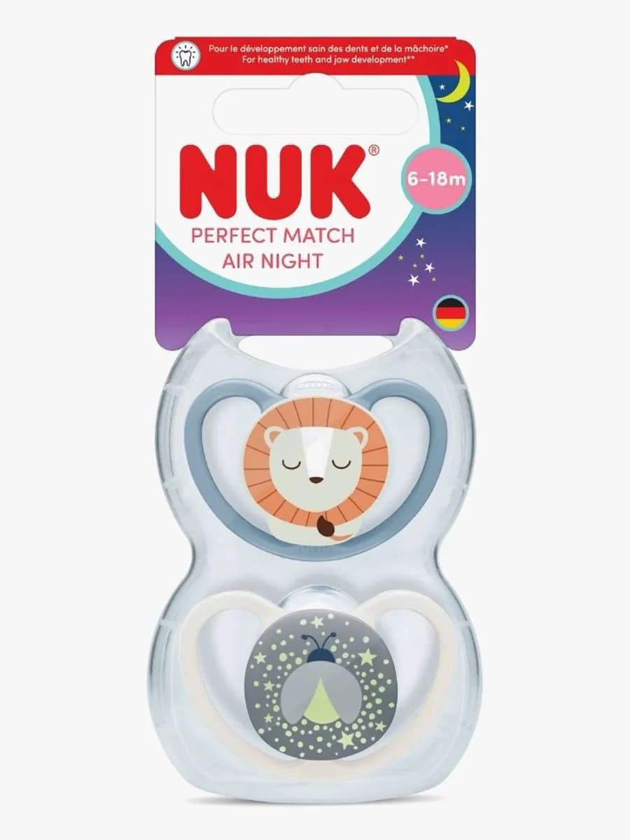 NUK Perfect Match Air Night Napp 2-Pack Stl 2, Lion