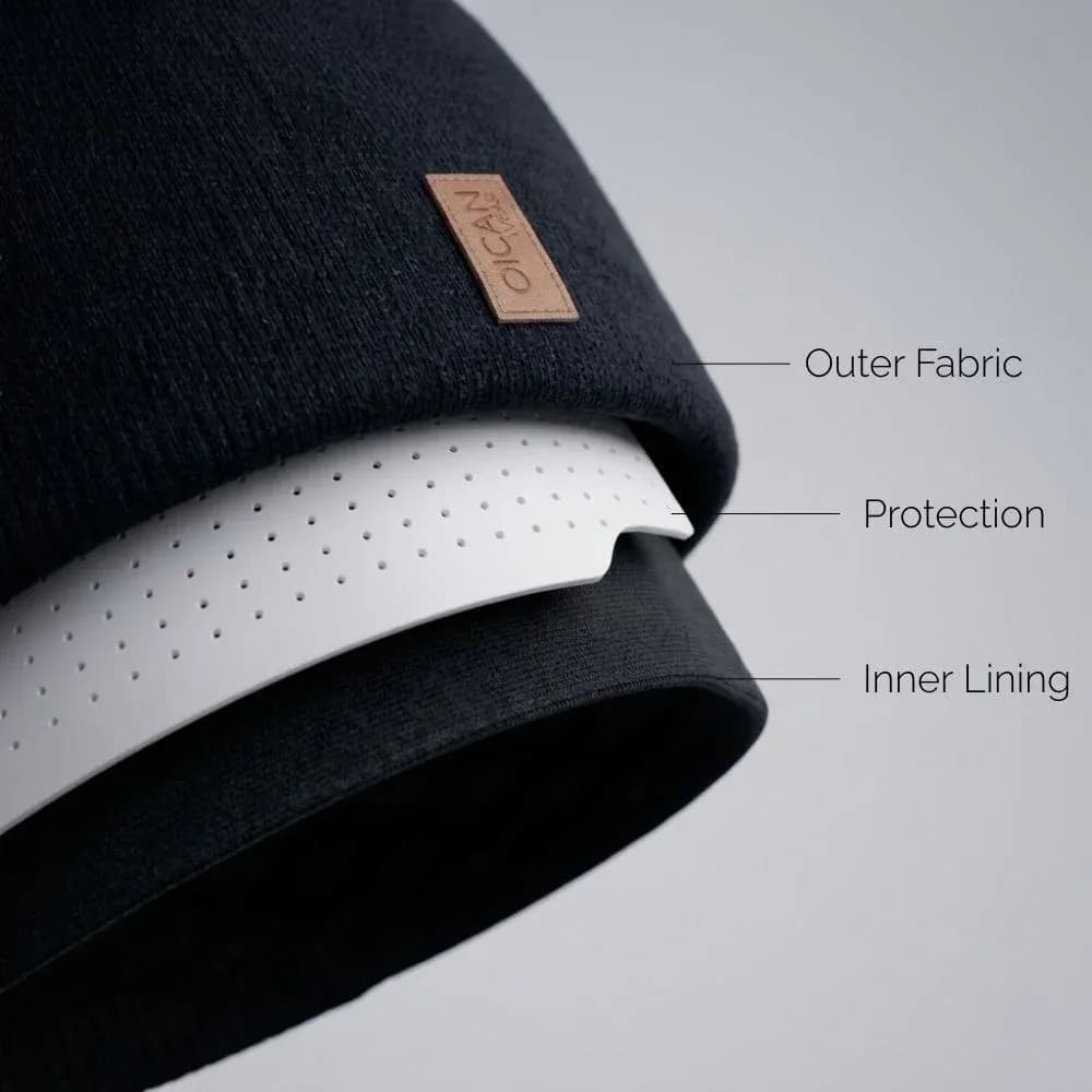 OICAN Wear  Stickad Mössa med Huvudskydd Merinomix, Brown/Beige, M