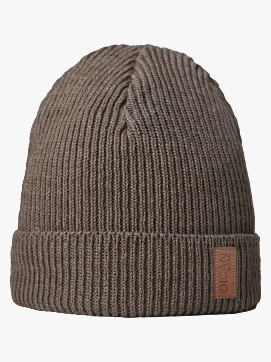 OICAN Wear  Stickad Mössa med Huvudskydd Merinomix, Brown/Beige, M