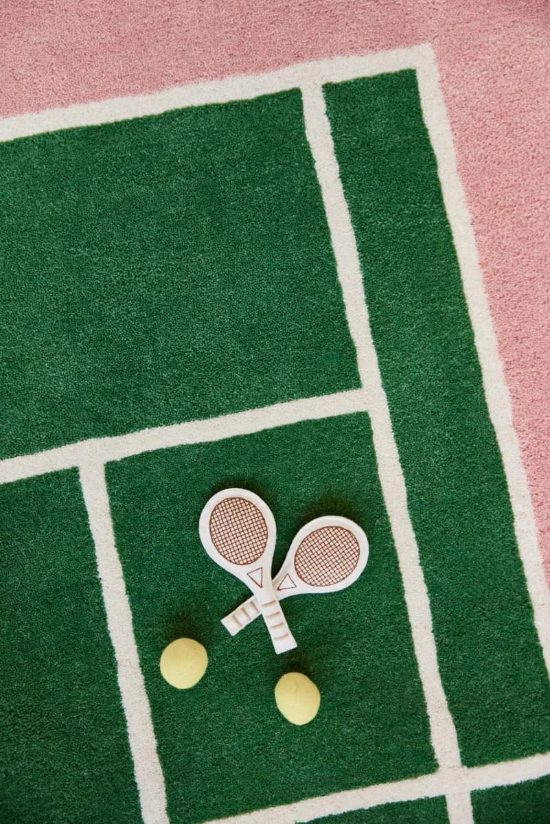 OYOY Tennis Barnmatta 88x150, Green/Rose, Barnrum