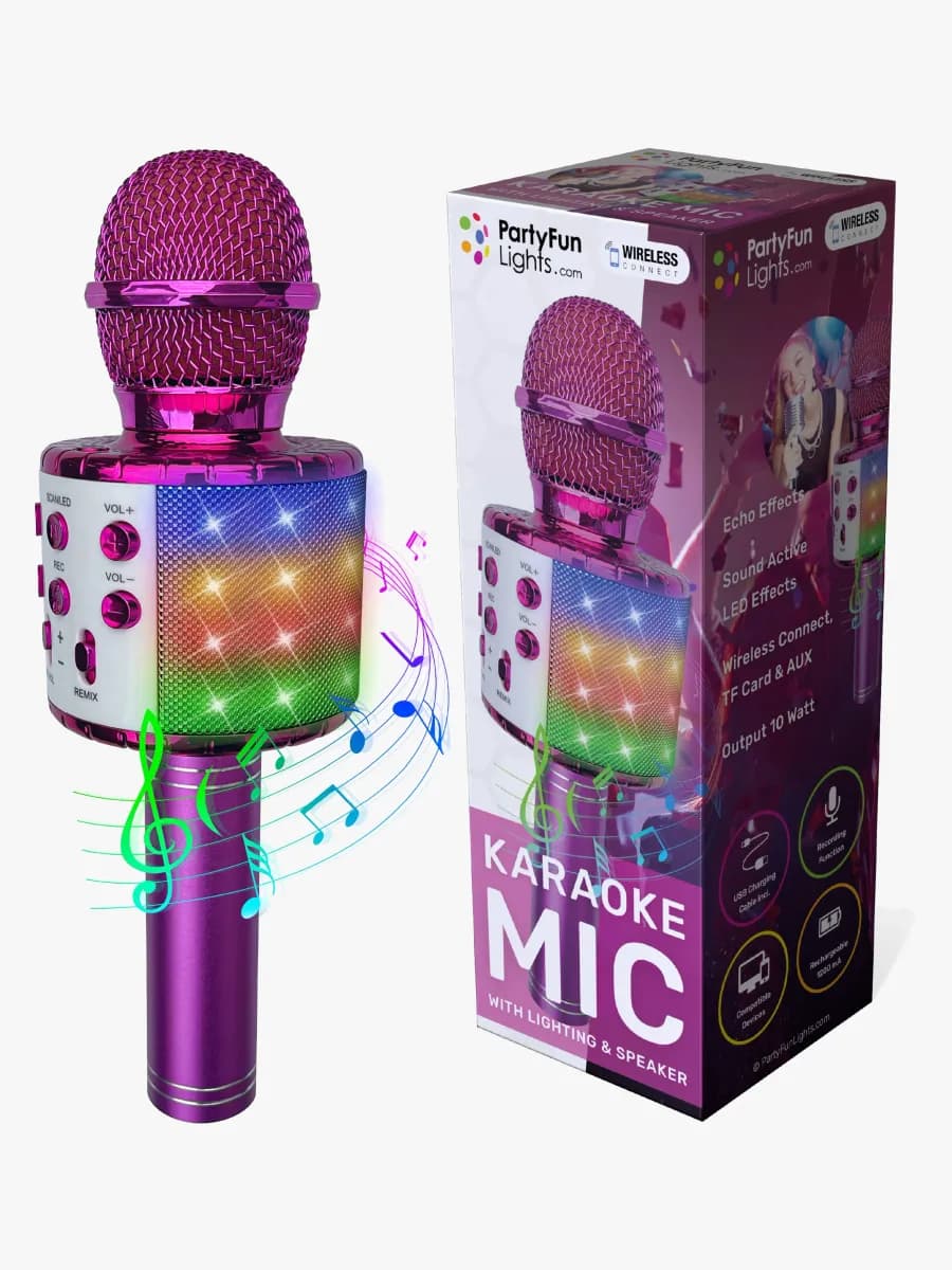 PartyFunLights Karaoke-mikrofon Bluetooth, Rosa