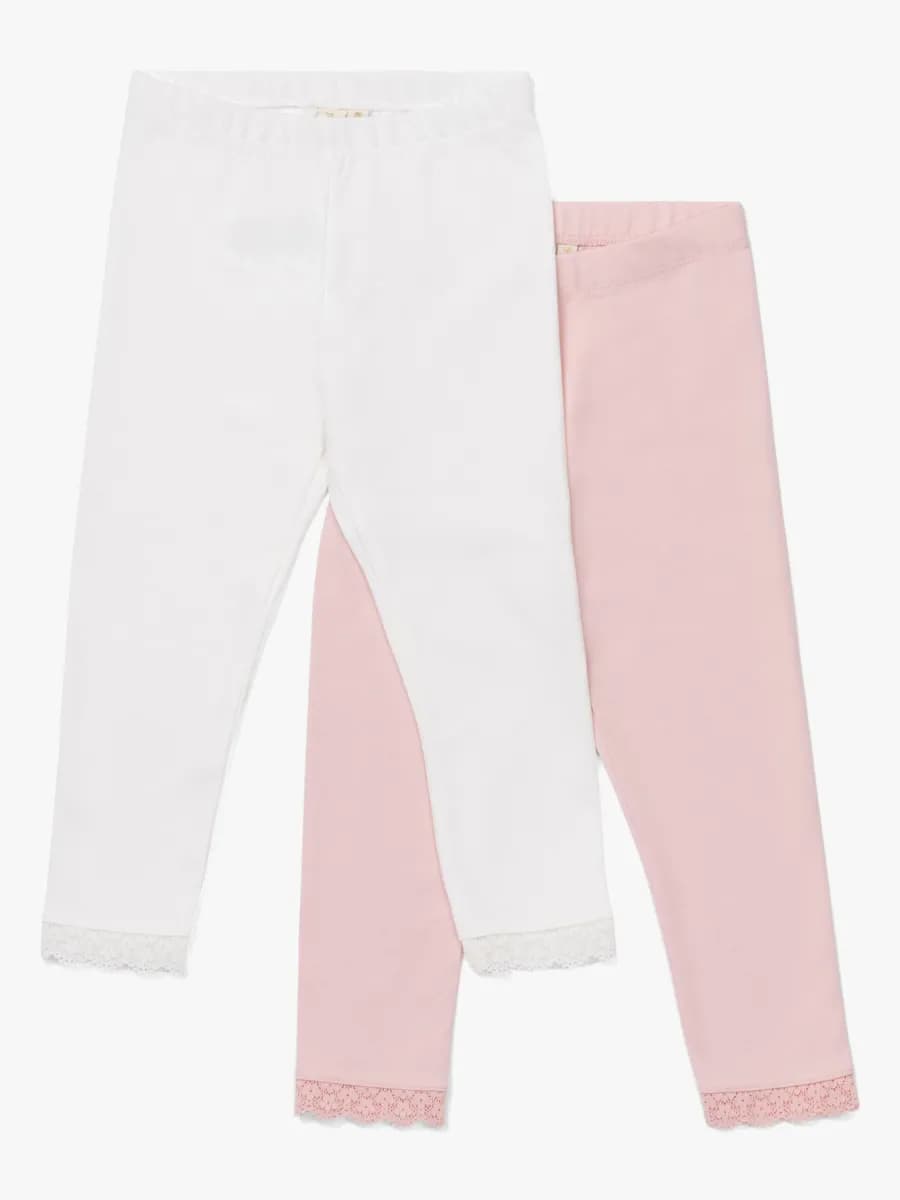 Petite Chérie Atelier Amandine Leggings 2-Pack, Rosa/Vit 122-128