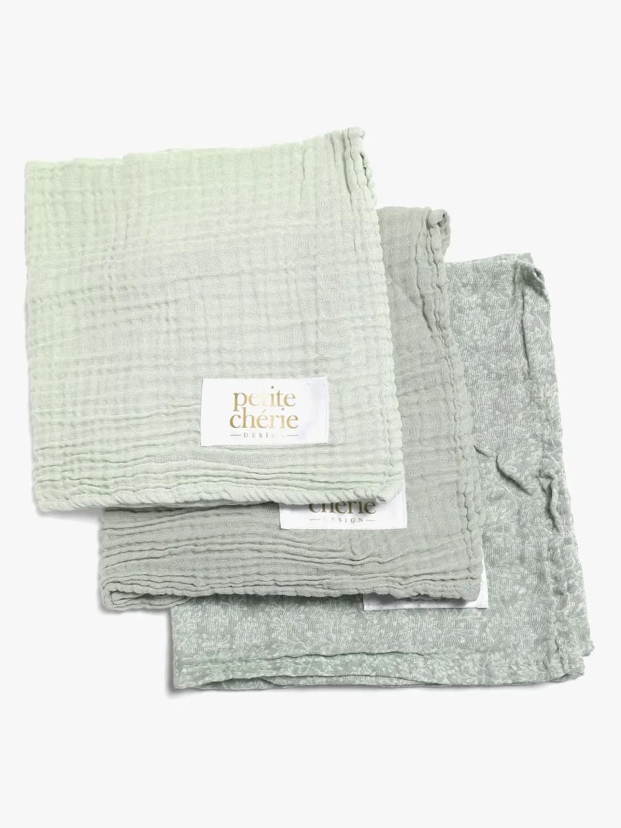Petite Chérie Muslinfilt 3-pack, Light Green