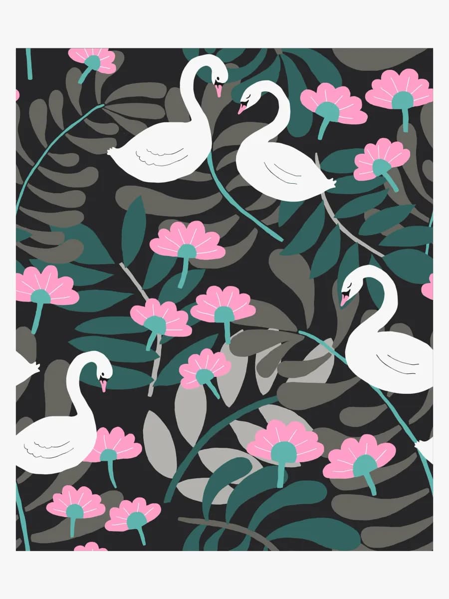 Petite Déco Tapet Swan, Svart