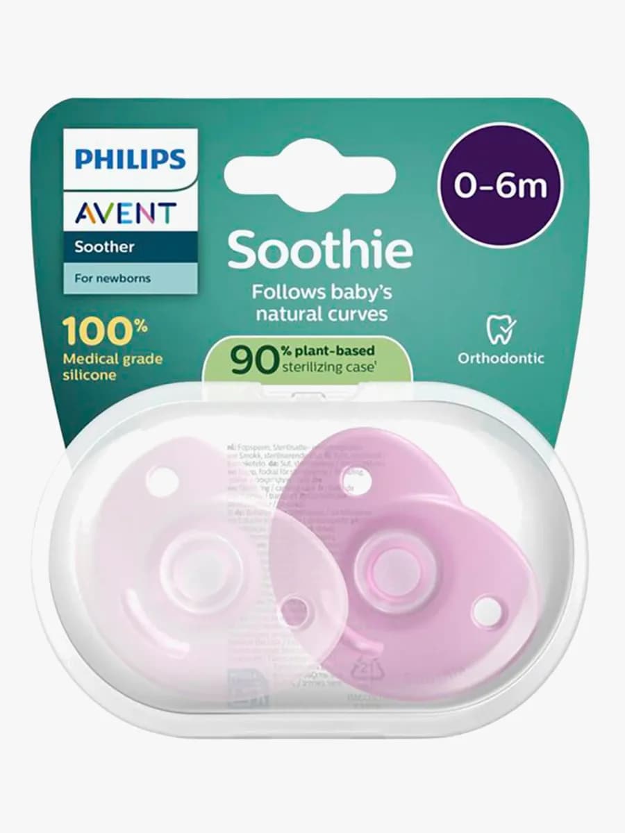 Philips Avent Soothie Napp 0–6m 2-Pack, Rosa/Ljusrosa