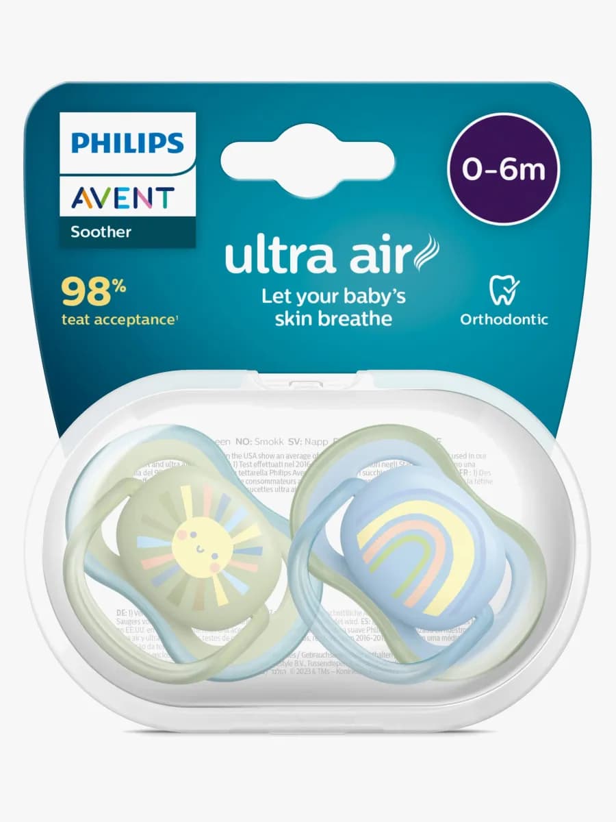 Philips Avent Ultra Air Deco Napp 2-Pack 0-6m, Grön/Blå