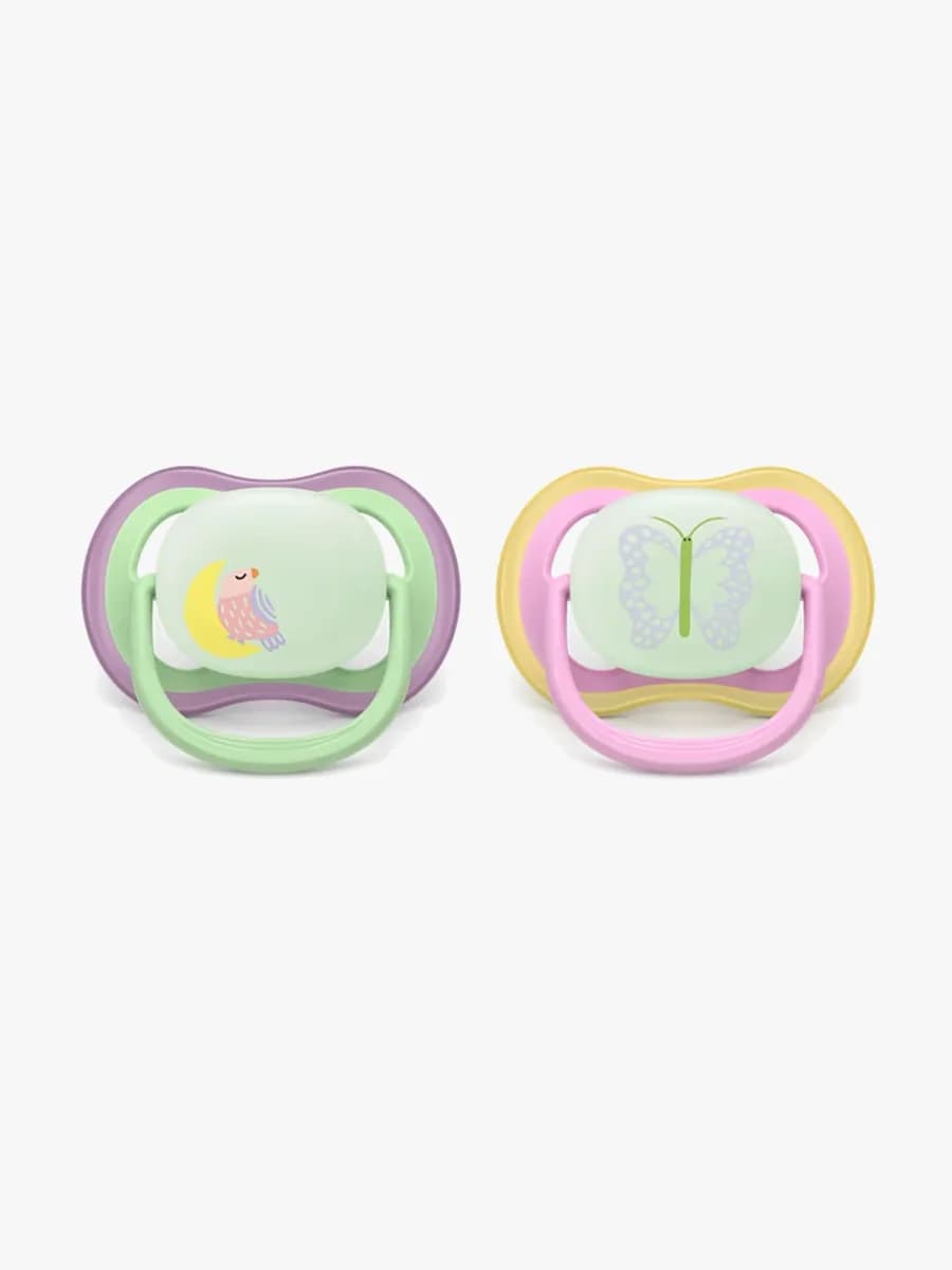 Philips Avent Ultra Air Napp Natt 6-18m 2-Pack, Rosa/Ljusgrön