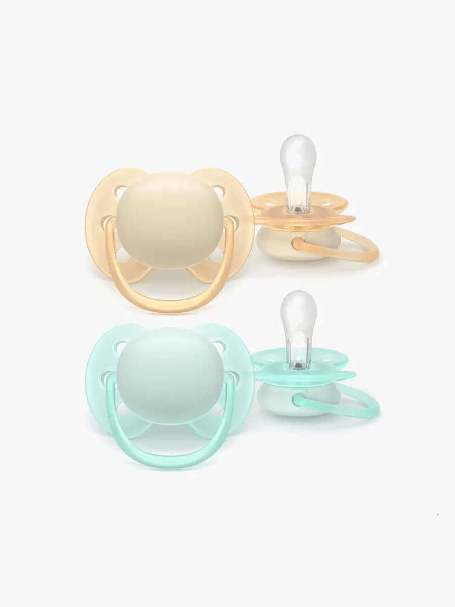 Philips Avent Ultra Soft Napp 0–6m 2-Pack, Ljusgul/Ljusgrön