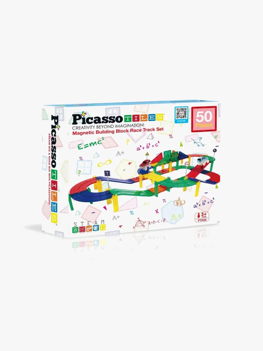 PicassoTiles Racerbana  Magnetiskt Byggset 50 Bitar