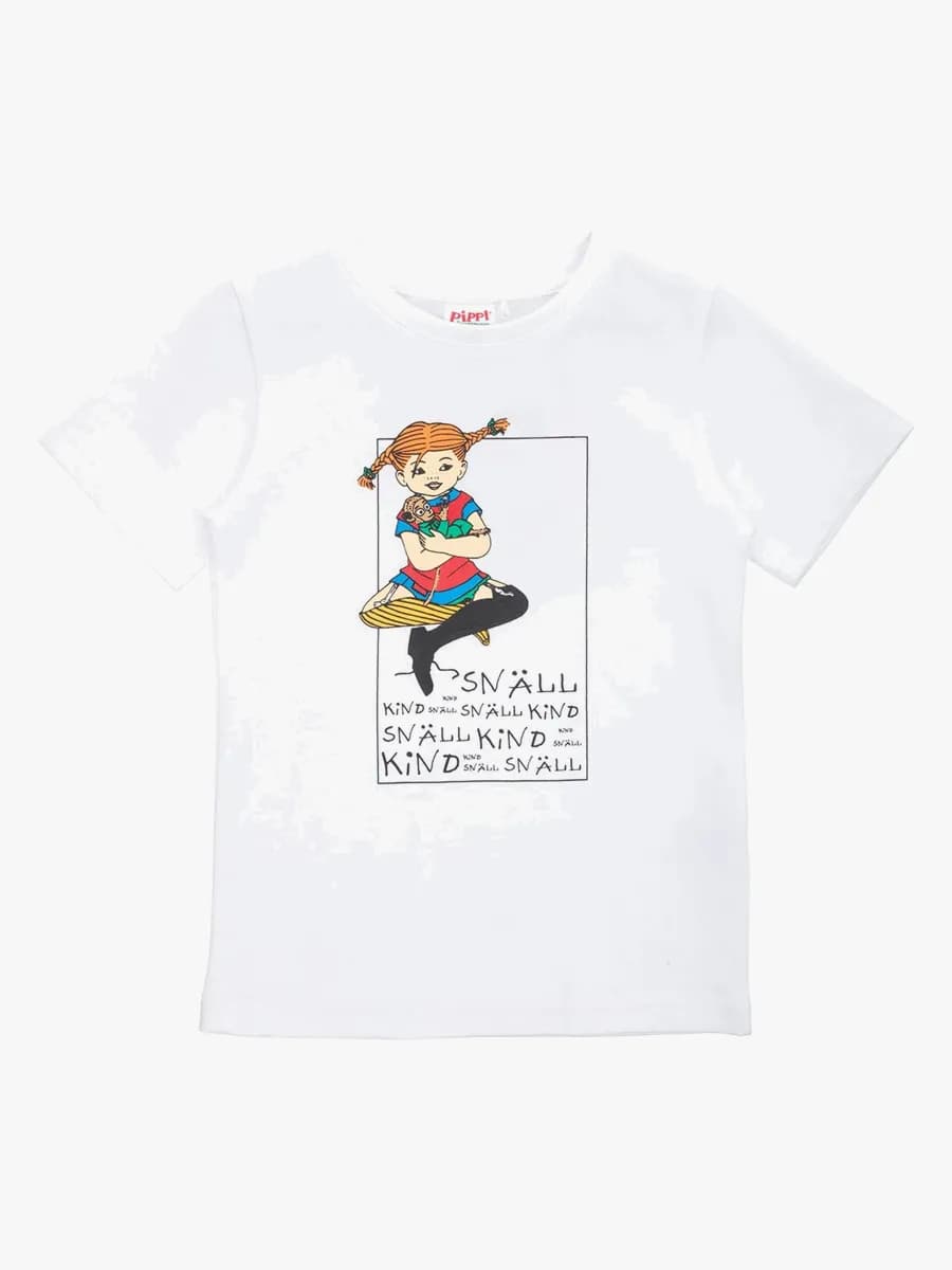 Pippi Långstrump  Snäll T-shirt, Vit, 122-128