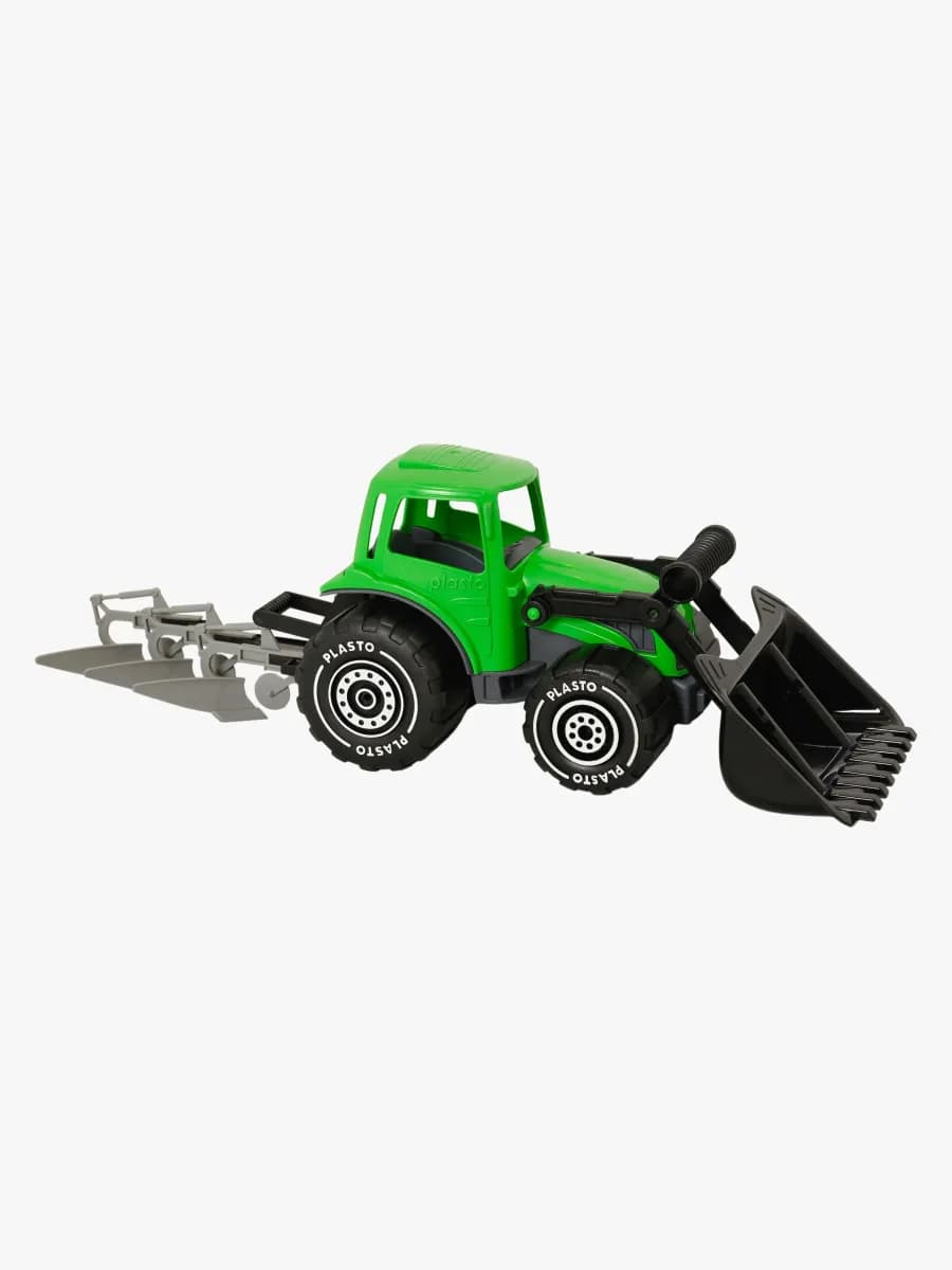 Plasto Traktor med Plog &  Frontlastare 52 cm