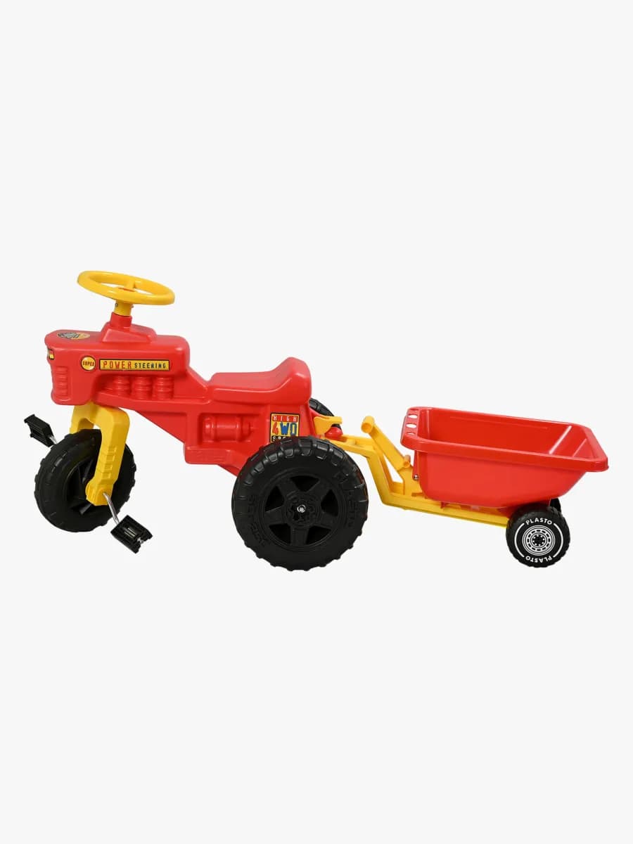 Plasto Tramptraktor Med Släp, Röd