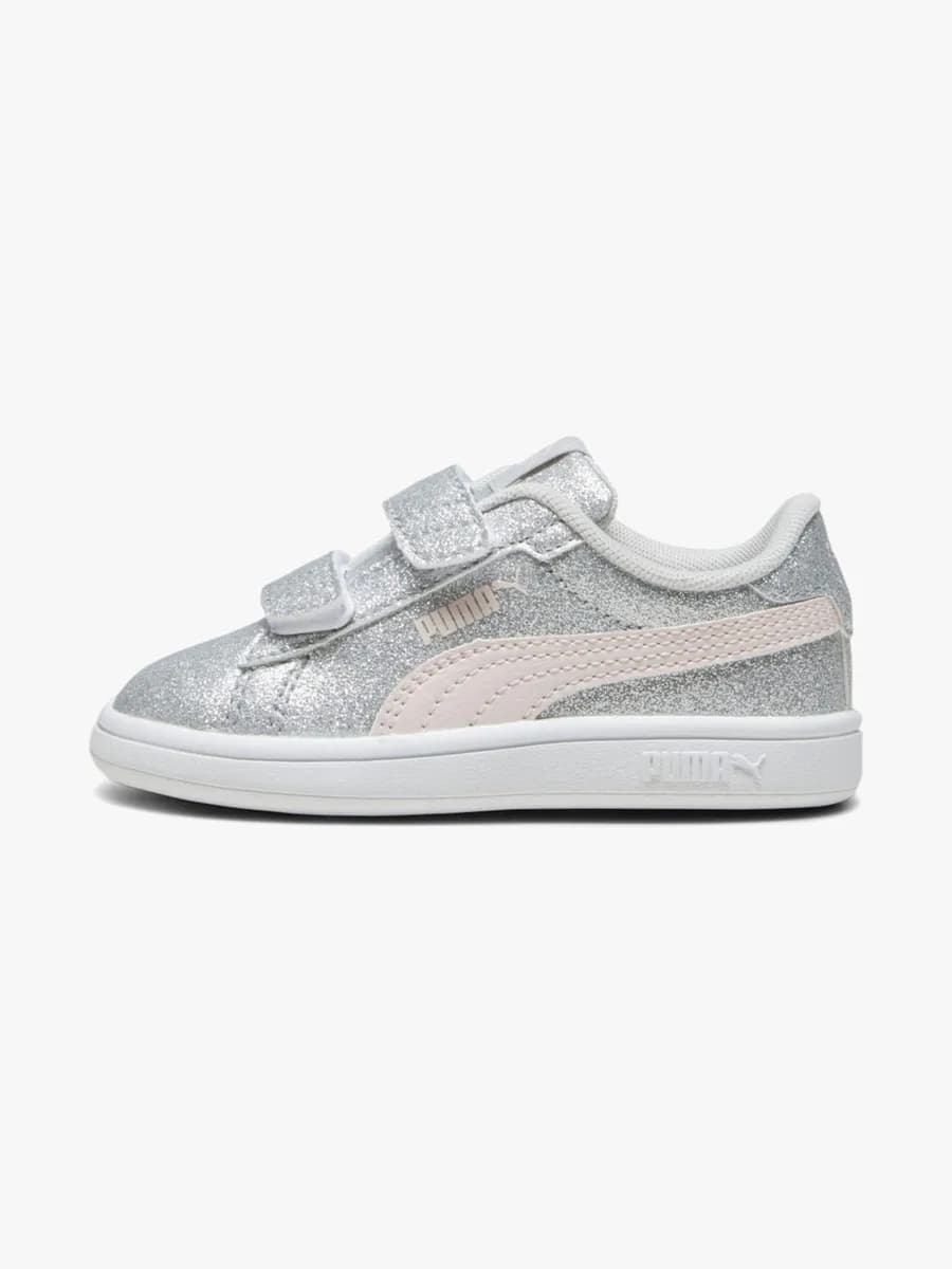 Puma Smash 3.0 Glitz Glam V Infant Sneakers, Glacial Gray/Frosty Pink, 21