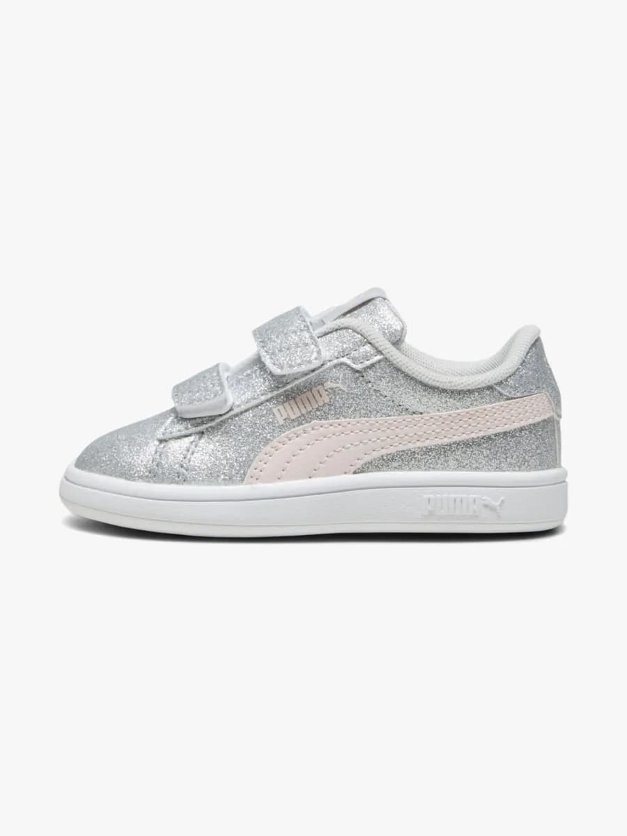 Puma Smash 3.0 Glitz Glam V Infant Sneakers, Glacial Gray/Frosty Pink, 22