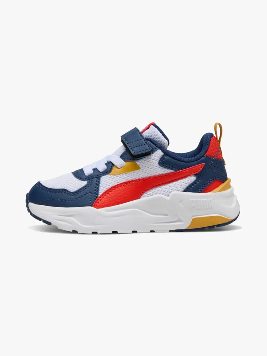 Puma Trinity Lite AC+ PS Sneakers, White/Fierce Red/Persian Blue, 33