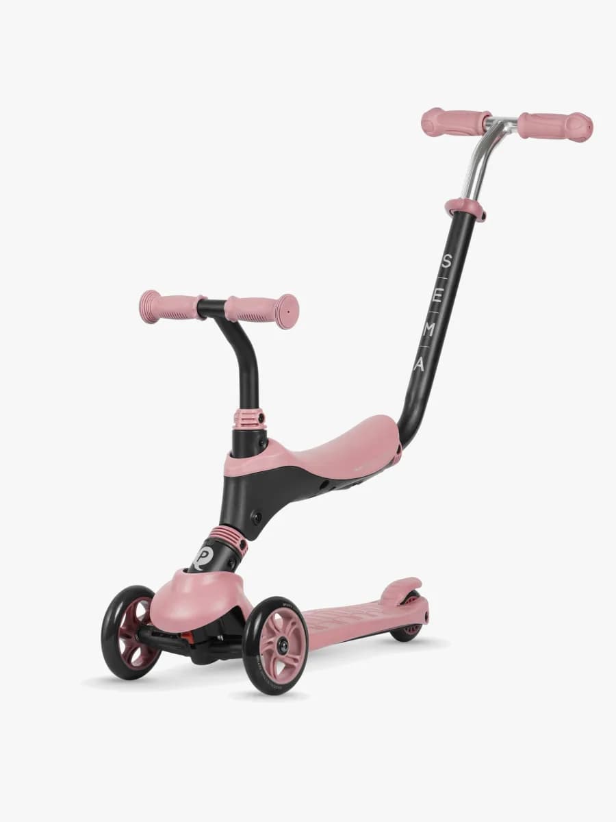 QPlay Sema 5-in-1 3-hjulig Sparkcykel, Rosa