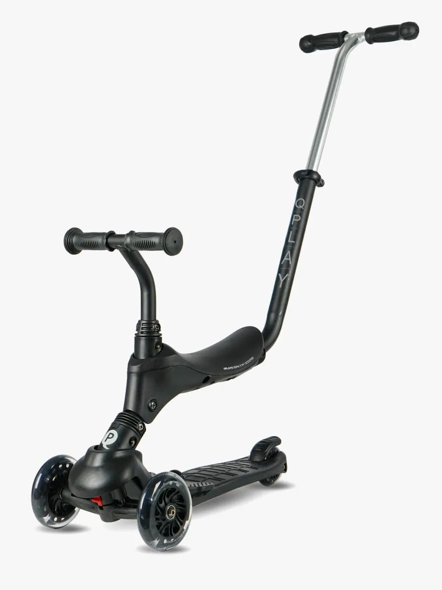 QPlay Sema Pro 5-in-1 3-hjulig Sparkcykel, Svart