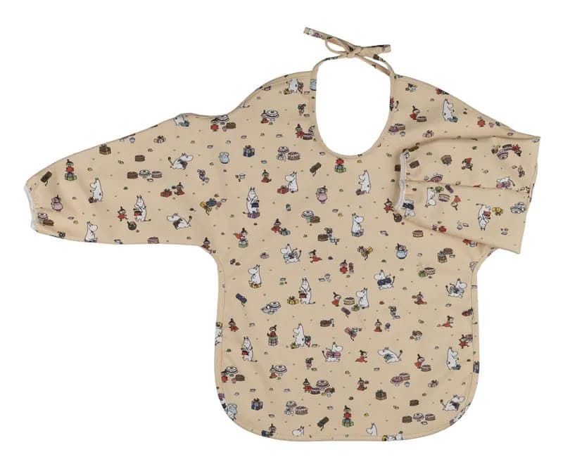 Rätt Start haklapp med ärm Mumin picknick, beige