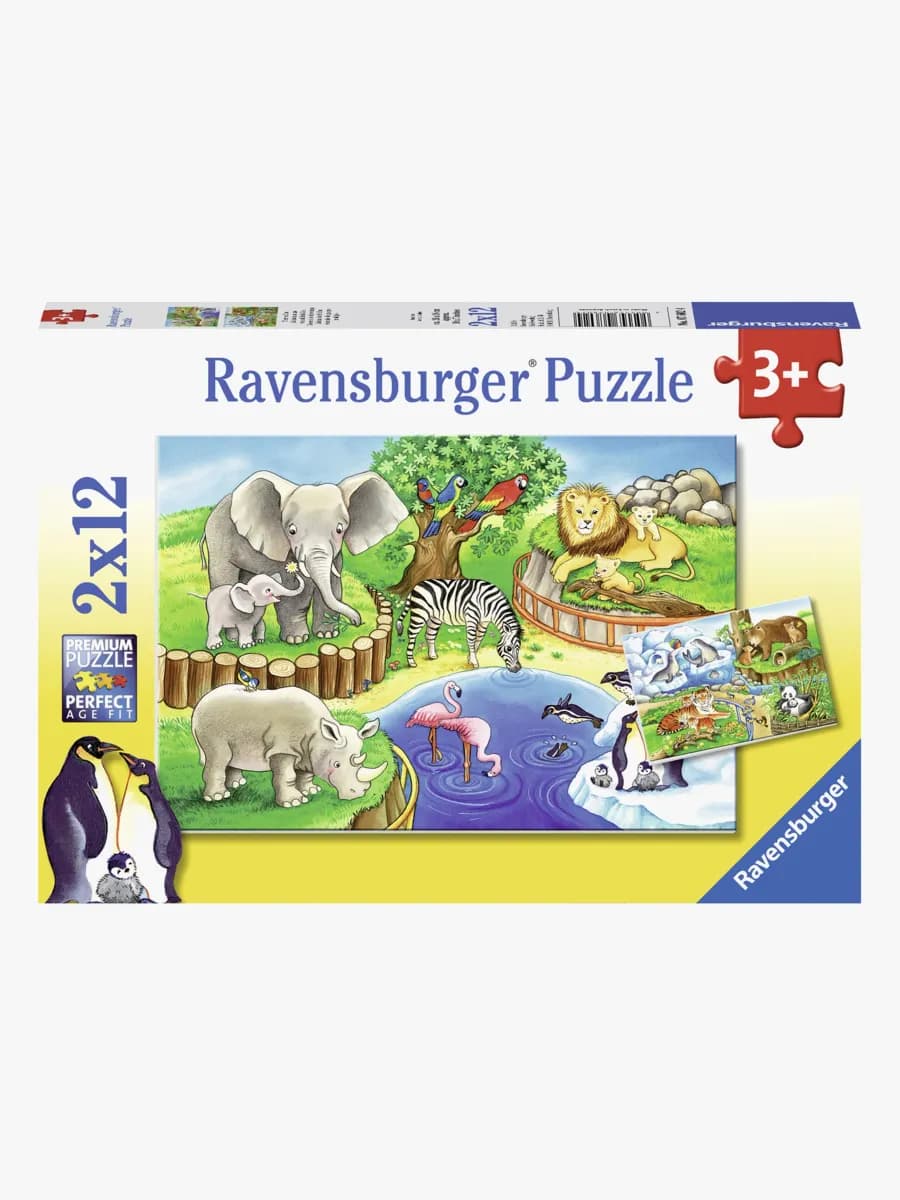 Ravensburger Pussel Djur På Zoo 2x12 Bitar